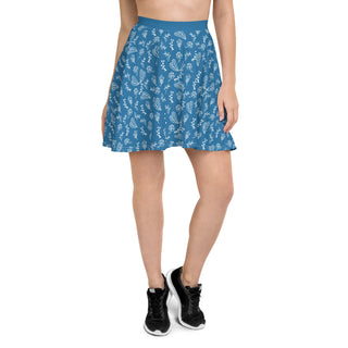 Skater Skirt Blue Floral Soft Flowy Stretchy Skirt