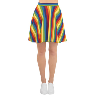 Skater Skirt Rainbow Stripe Flare Skirt