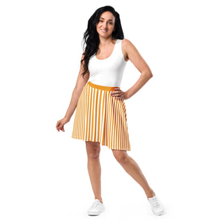 Skater Skirt Orange Stripe Flare Skirt