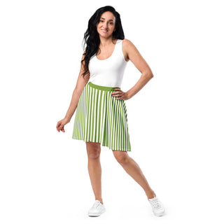 Skater Skirt Green Stripe Flare Skirt