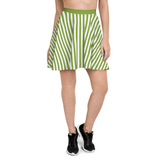 Skater Skirt Green Stripe Flare Skirt