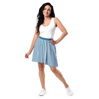 Skater Skirt Blue Stripe Flare Skirt