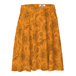 Skater Skirt Orange Floral Flare Circle Skirt