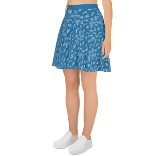 Skater Skirt Blue Floral Soft Flowy Stretchy Skirt