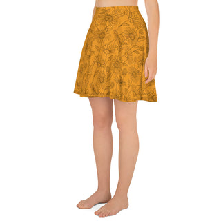 Skater Skirt Orange Floral Flare Circle Skirt