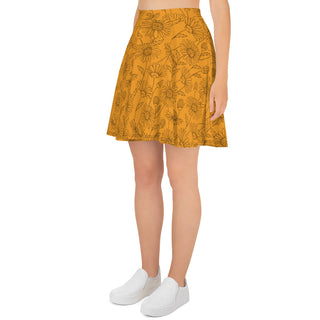 Skater Skirt Orange Floral Flare Circle Skirt