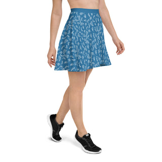 Skater Skirt Blue Floral Soft Flowy Stretchy Skirt