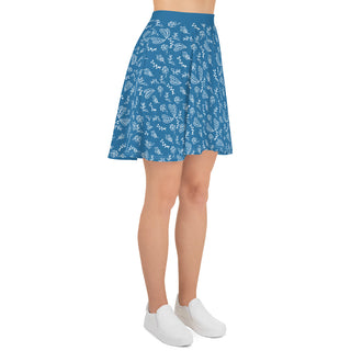 Skater Skirt Blue Floral Soft Flowy Stretchy Skirt