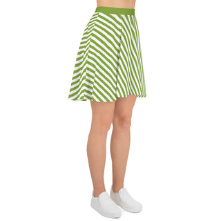 Skater Skirt Green Stripe Flare Skirt