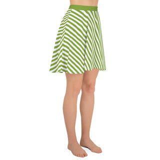 Skater Skirt Green Stripe Flare Skirt