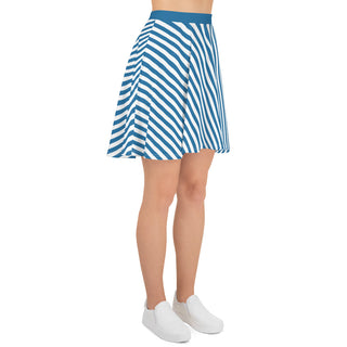 Skater Skirt Blue Stripe Flare Skirt