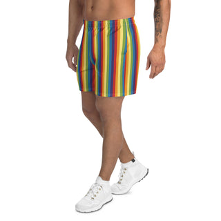 Athletic Long Shorts for Men or Women Rainbow Stripe Shorts