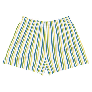 Shorts Athletic Unisex Fit Striped Blue Green Yellow White Sport Shorts