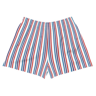 Shorts Athletic Unisex Fit Striped Red Purple Blue White Sport Shorts