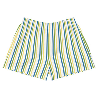 Shorts Athletic Unisex Fit Striped Blue Green Yellow White Sport Shorts