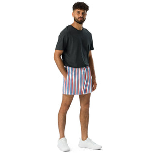 Shorts Athletic Unisex Fit Striped Red Purple Blue White Sport Shorts