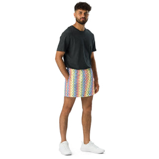 Shorts Athletic Unisex Fit Striped Rainbow White Sport Shorts