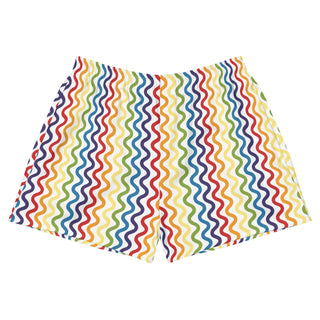 Shorts Athletic Unisex Fit Striped Rainbow White Sport Shorts