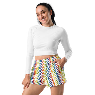 Shorts Athletic Unisex Fit Striped Rainbow White Sport Shorts