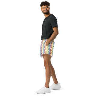 Shorts Athletic Unisex Fit Striped Rainbow White Sport Shorts