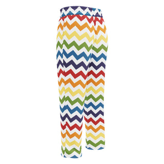 Joggers Wide Leg Chevron Rainbow White Unisex Relaxed Fit Jogging Pants