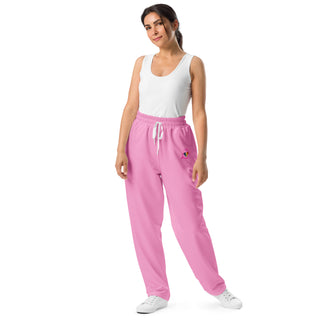 Breast Cancer Awareness Pink Ribbon Wide-Leg Joggers by Ellen Jean