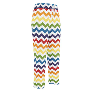 Joggers Wide Leg Chevron Rainbow White Unisex Relaxed Fit Jogging Pants