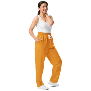 Joggers Wide Leg Orange Unisex Relaxed Fit Jogging Pants