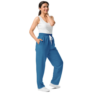 Joggers Wide Leg Blue Unisex Relaxed Fit Jogging Pants