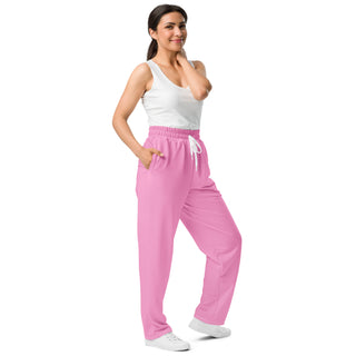 Breast Cancer Awareness Pink Ribbon Wide-Leg Joggers by Ellen Jean