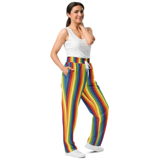 Joggers Wide Leg Rainbow Stripes Unisex Relaxed Fit Jogging Pants