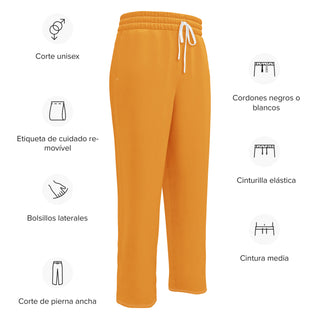 Joggers Wide Leg Orange Unisex Relaxed Fit Jogging Pants