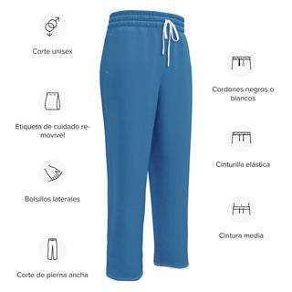 Joggers Wide Leg Blue Unisex Relaxed Fit Jogging Pants