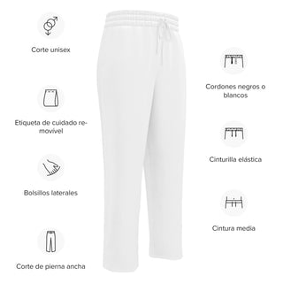 White Wide-Leg Joggers by Ellen Jean