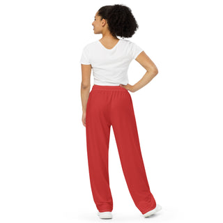 Red Loungewear Wide Leg Pants by Ellen Jean