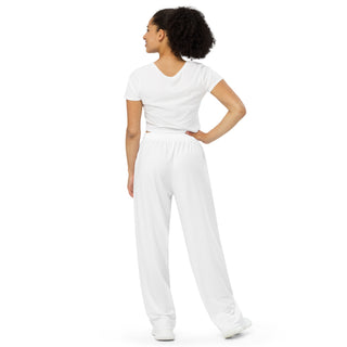 White Loungewear Wide Leg Pants by Ellen Jean