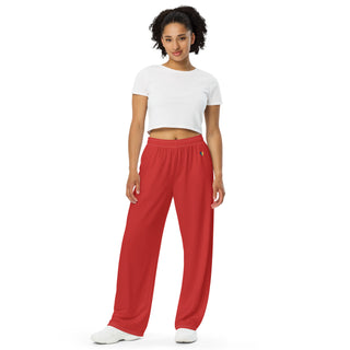 Red Loungewear Wide Leg Pants by Ellen Jean