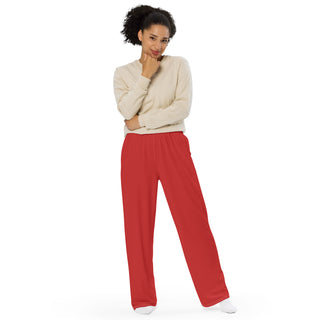 Red Loungewear Wide Leg Pants by Ellen Jean