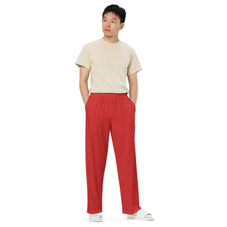 Red Loungewear Wide Leg Pants by Ellen Jean