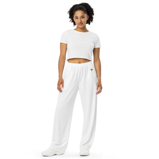 White Loungewear Wide Leg Pants by Ellen Jean