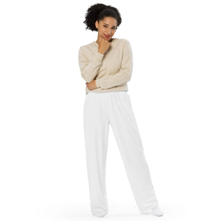 White Loungewear Wide Leg Pants by Ellen Jean