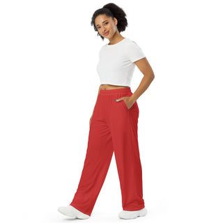 Red Loungewear Wide Leg Pants by Ellen Jean