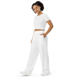 White Loungewear Wide Leg Pants by Ellen Jean