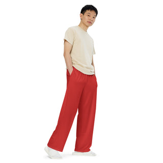 Red Loungewear Wide Leg Pants by Ellen Jean