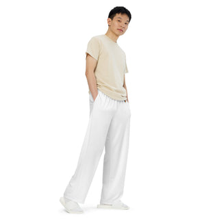 White Loungewear Wide Leg Pants by Ellen Jean