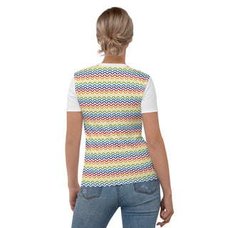 Womens Shirt Rainbow Colorful Casual Short Sleeve Tees Top