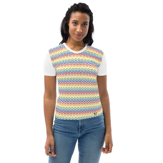 Womens Shirt Rainbow Colorful Casual Short Sleeve Tees Top