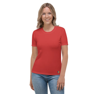 Womens Shirt Red Casual Short Sleeve Tees Top