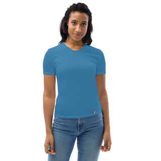 Womens Shirt Blue Casual Short Sleeve Tees Top