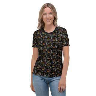 Womens Shirt Rainbow Geometric Casual Short Sleeve Tees Top